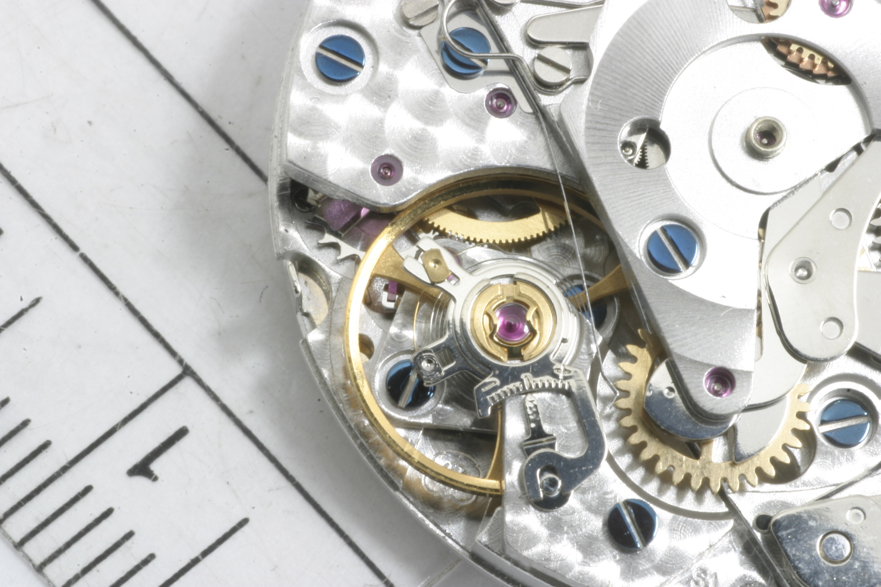 Mechanisch uurwerk macro opname