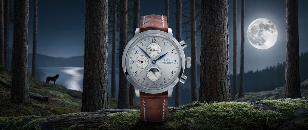 R.O.1 Maanstand in een mysterieus maanverlicht dennenbos