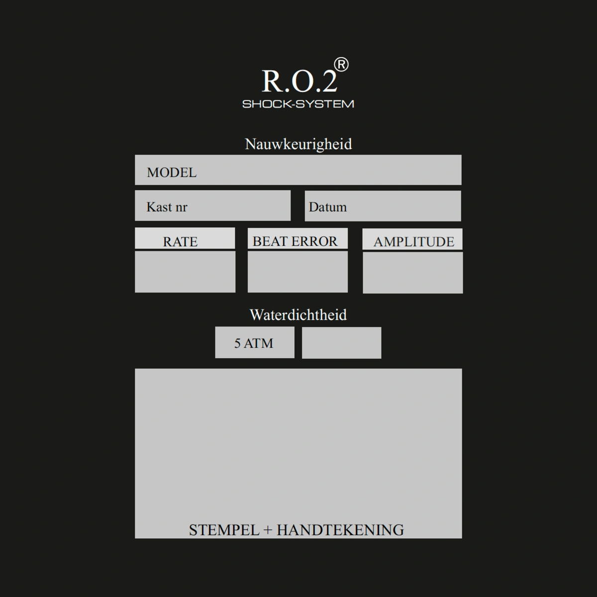 R.O. Watches garantiecertificaat